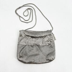 Whiting & Davis Silver Cross Body Purse Sterling Plated Metal Mesh